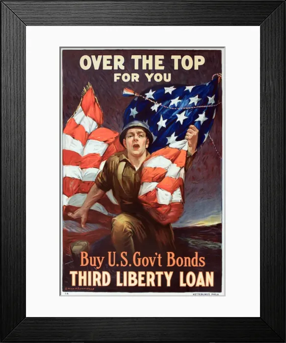 Framed Print : WW1 poster, Third Liberty Loan, Over the Top for You Framed Print : WW1 poster, Third Liberty Loan, Over the Top for You