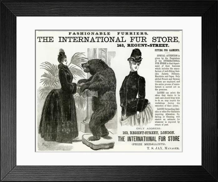 Framed Print : Advert for International Fur Store 1886 Framed Print : Advert for International Fur Store 1886