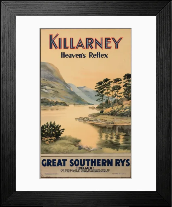 Framed Print : Poster, Killarney, Great Southern Railways, Ireland Framed Print : Poster, Killarney, Great Southern Railways, Ireland