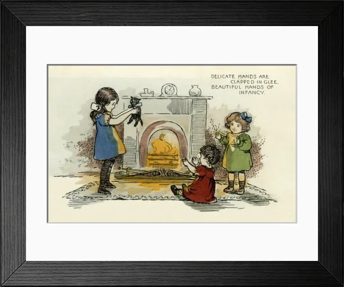 Framed Print : Children by the fireside Framed Print : Children by the fireside