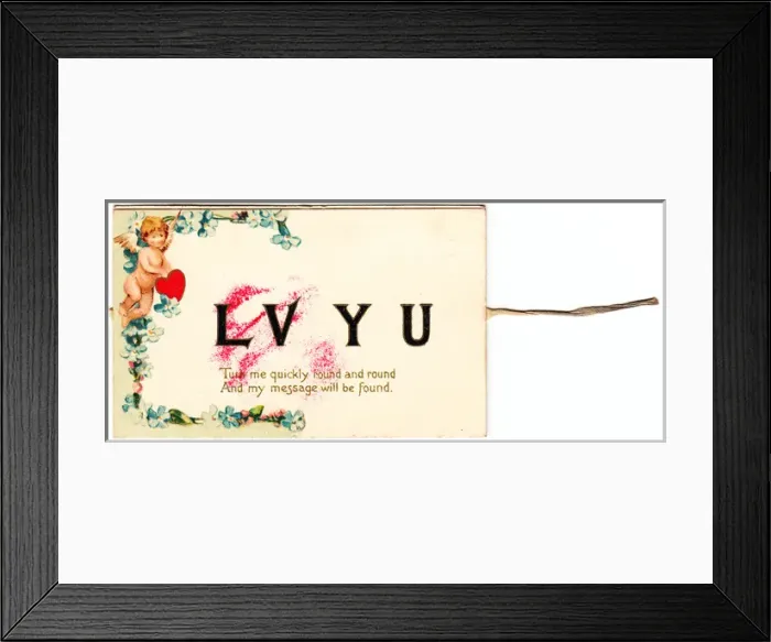 Framed Print : Romantic greetings card with secret message Framed Print : Romantic greetings card with secret message