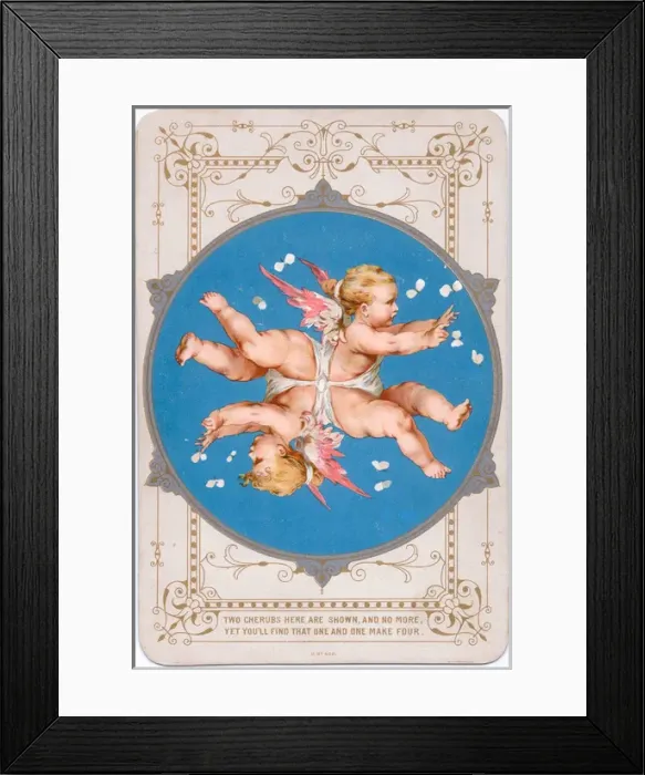 Framed Print : Two cherubs on a greetings card Framed Print : Two cherubs on a greetings card