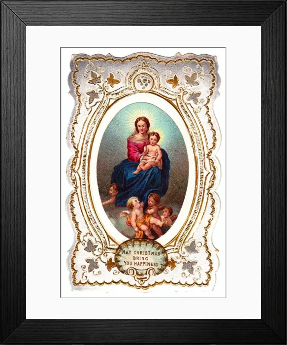 Framed Print : Virgin and Child on a Christmas card Framed Print : Virgin and Child on a Christmas card