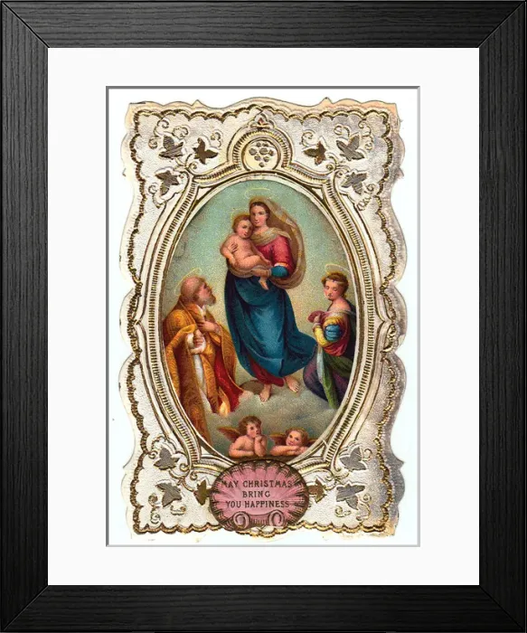 Framed Print : Virgin and Child on a Christmas card Framed Print : Virgin and Child on a Christmas card