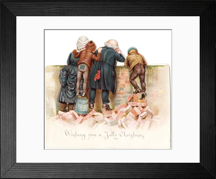 Framed Print : Schoolboys and teachers on a Christmas card Framed Print : Schoolboys and teachers on a Christmas card