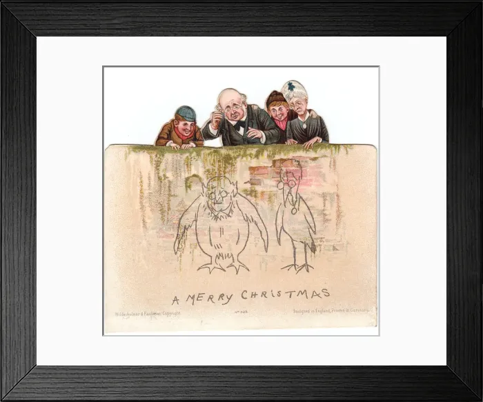 Framed Print : Schoolboys and teachers on a Christmas card Framed Print : Schoolboys and teachers on a Christmas card