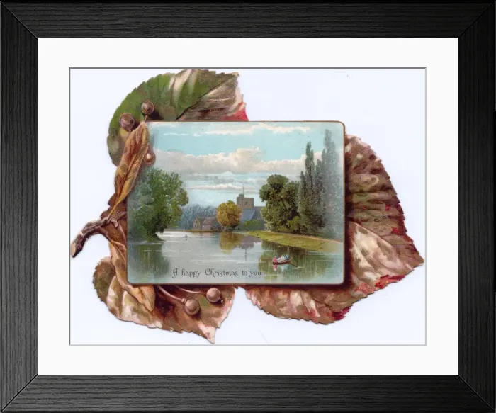 Framed Print : Boating scene on a reversible Christmas card Framed Print : Boating scene on a reversible Christmas card