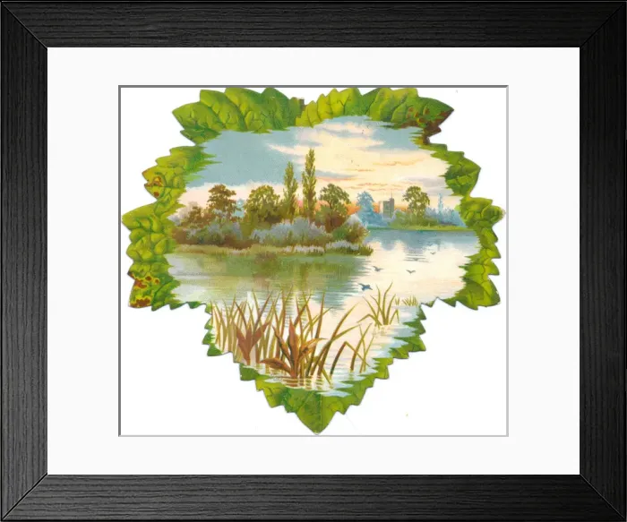 Framed Print : Waterside scene on a reversible Christmas card Framed Print : Waterside scene on a reversible Christmas card