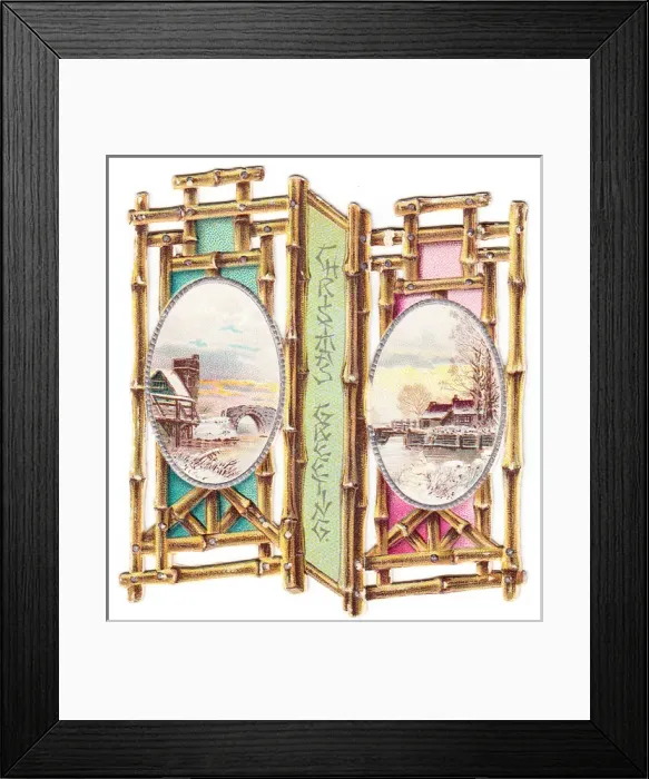 Framed Print : Christmas card in the form of an oriental folding screen Framed Print : Christmas card in the form of an oriental folding screen