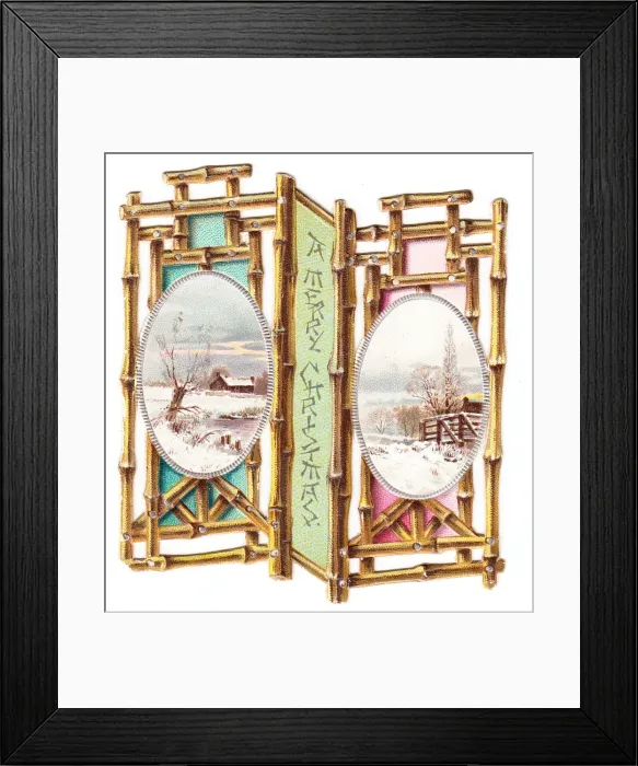 Framed Print : Christmas card in the form of an oriental folding screen Framed Print : Christmas card in the form of an oriental folding screen