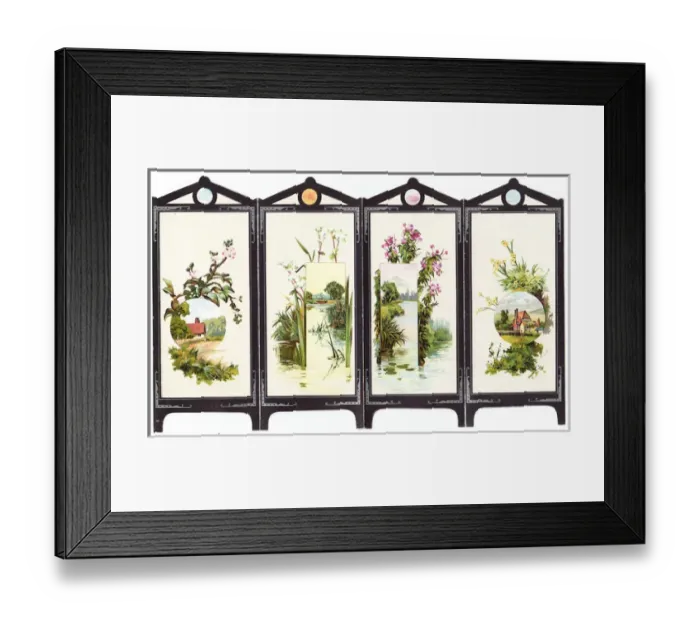 Framed Print : New Year card in the form of a folding screen Framed Print : New Year card in the form of a folding screen
