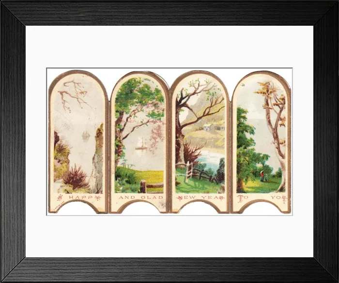 Framed Print : New Year card in the form of a folding screen Framed Print : New Year card in the form of a folding screen