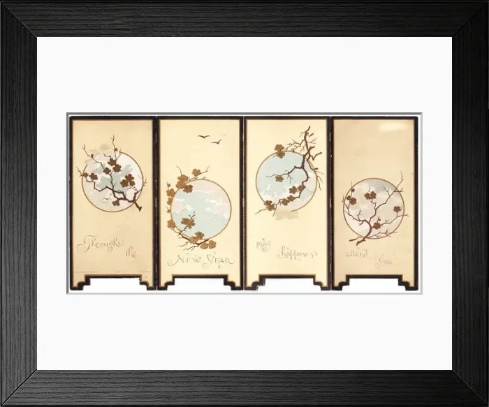 Framed Print : New Year card in the form of a folding screen Framed Print : New Year card in the form of a folding screen