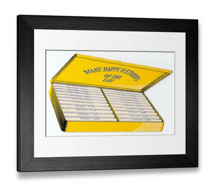 Framed Print : Birthday card in the shape of a box of cigarettes Framed Print : Birthday card in the shape of a box of cigarettes