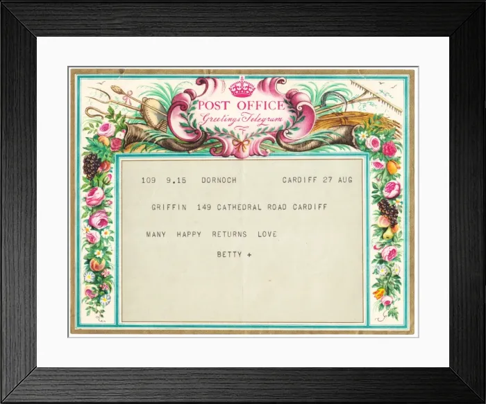 Framed Print : Greetings telegram, happy birthday Framed Print : Greetings telegram, happy birthday
