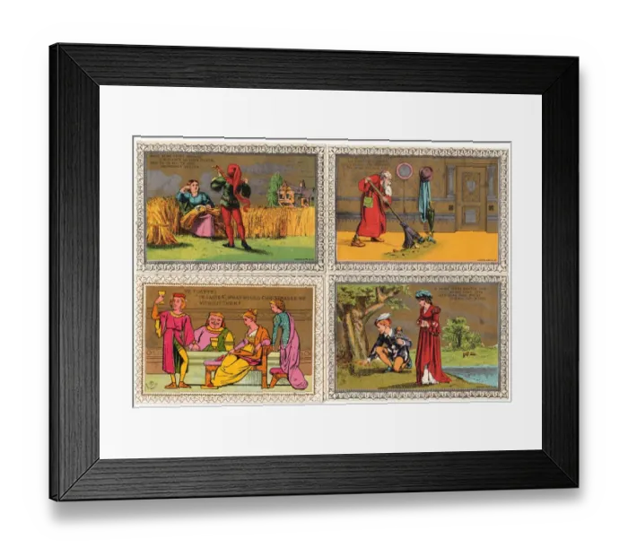 Framed Print : Four medieval style Christmas and New Year cards Framed Print : Four medieval style Christmas and New Year cards