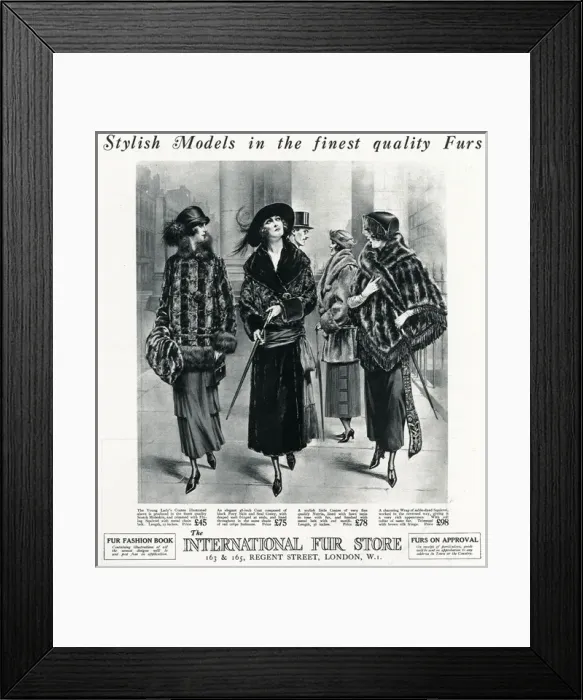 Framed Print : Advert for International Fur Store 1922 Framed Print : Advert for International Fur Store 1922