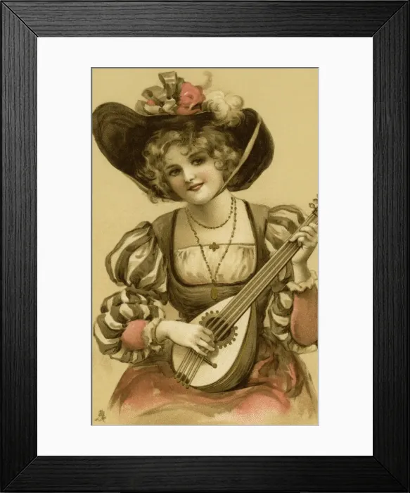 Framed Print : Lady playing a lute Framed Print : Lady playing a lute