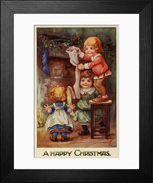 Framed Print : Hanging up the Xmas stocking Framed Print : Hanging up the Xmas stocking