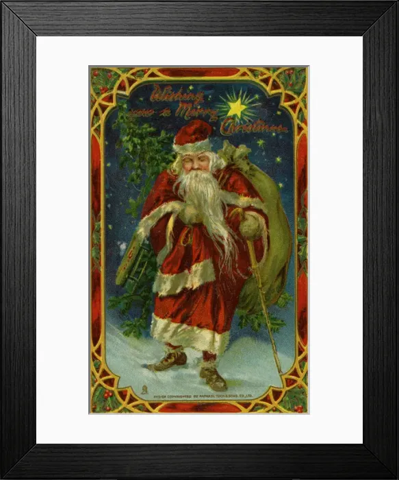 Framed Print : Santa with a sack of toys