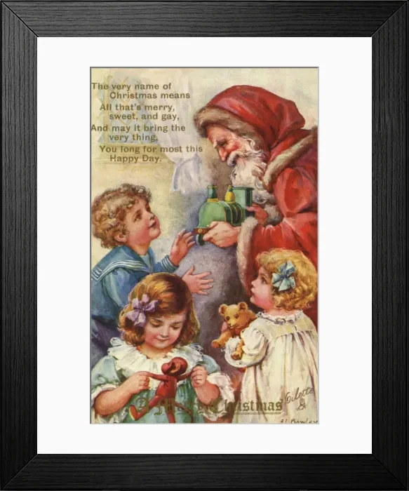 Framed Print : Santa handing out gifts Framed Print : Santa handing out gifts