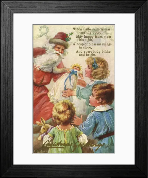 Framed Print : Santa handing out gifts Framed Print : Santa handing out gifts