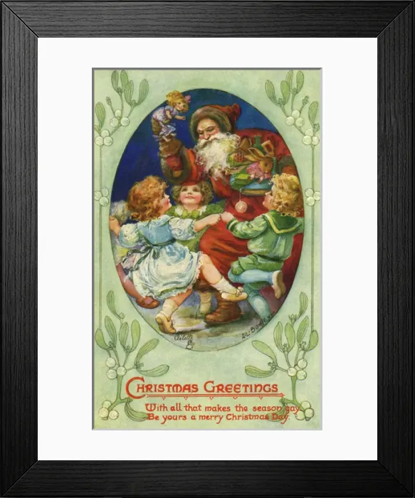 Framed Print : Santa handing out gifts Framed Print : Santa handing out gifts