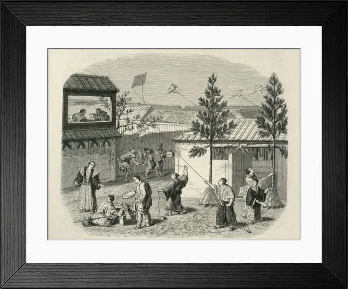 Framed Print : Flying Kites, Japan Framed Print : Flying Kites, Japan