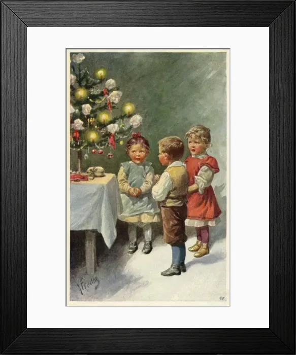 Framed Print : Children round the Xmas tree Framed Print : Children round the Xmas tree
