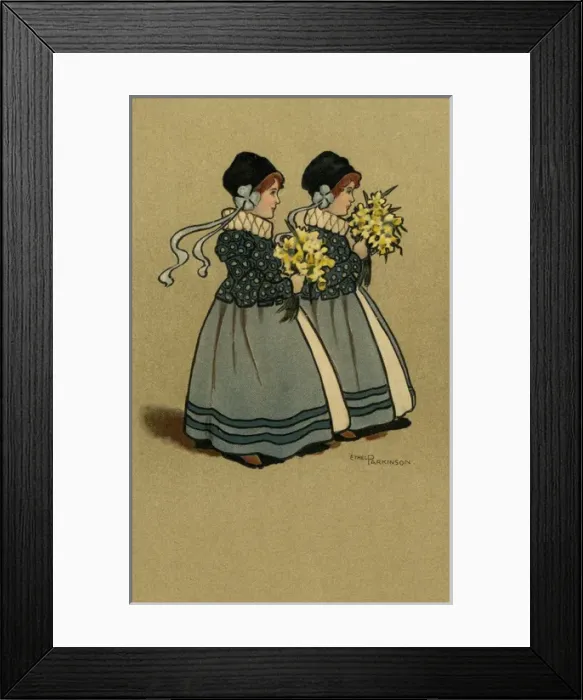 Framed Print : Twin girls in Tudor costume Framed Print : Twin girls in Tudor costume