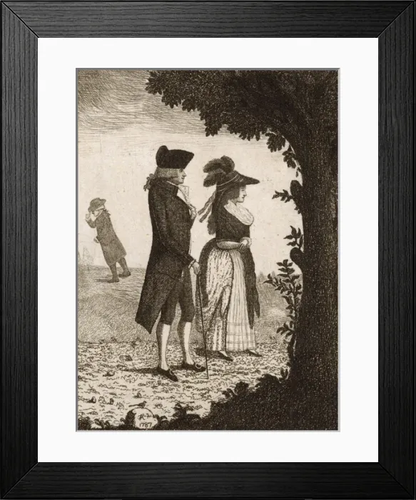 Framed Print : Couple out walking, 1787 Framed Print : Couple out walking, 1787