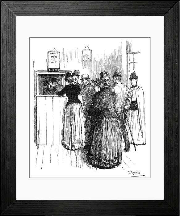 Framed Print : Ticket office queue at station Framed Print : Ticket office queue at station