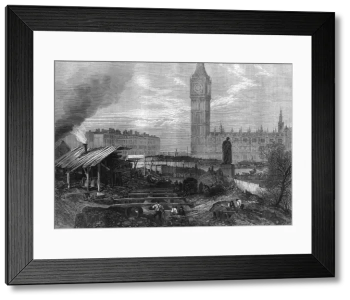 Framed Print : Underground construction work, Westminster, London 1867 Framed Print : Underground construction work, Westminster, London 1867