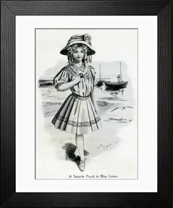 Framed Print : Girls seaside frock 1907 Framed Print : Girls seaside frock 1907