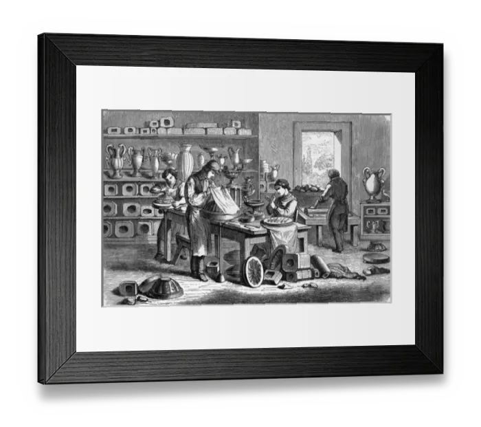 Framed Print : Potter forming pottery by hand Date: 1899 Framed Print : Potter forming pottery by hand Date: 1899