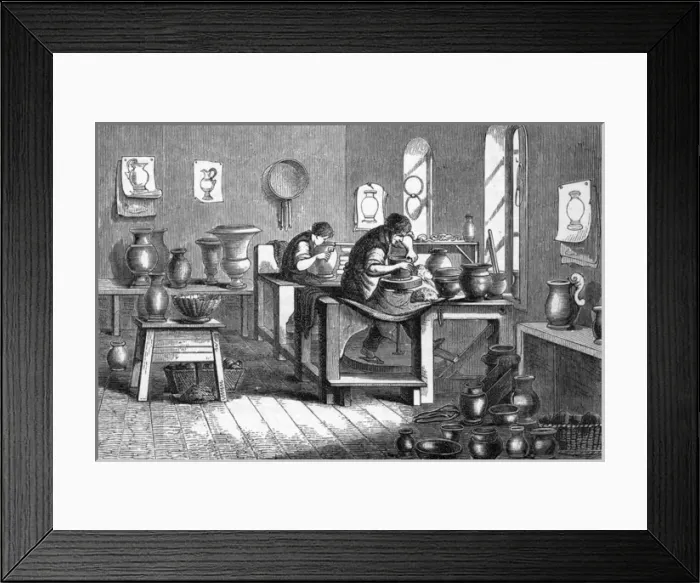 Framed Print : Potters working with the wheel Date: 1899 Framed Print : Potters working with the wheel Date: 1899