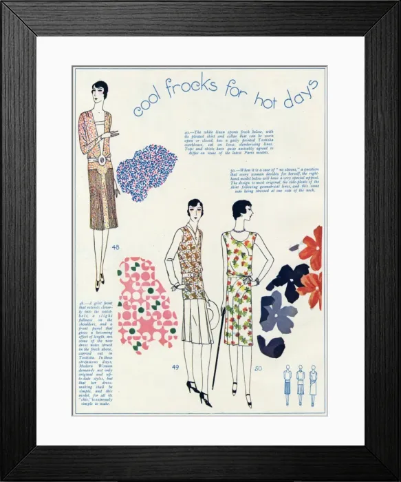 Framed Print : Cool frocks for hot days 1929 Framed Print : Cool frocks for hot days 1929