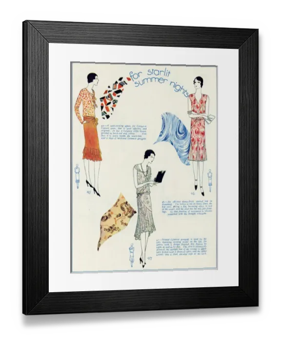 Framed Print : Summer patterned dresses 1929 Framed Print : Summer patterned dresses 1929