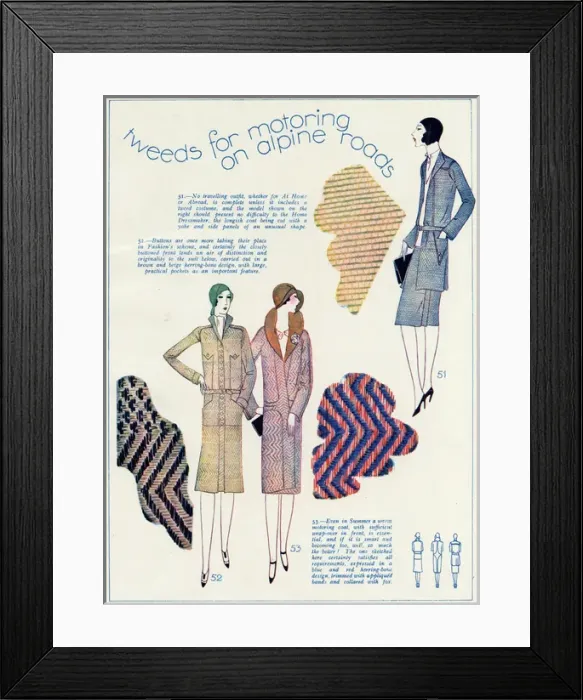 Framed Print : Tweeds for motoring on Alpine roads 1929 Framed Print : Tweeds for motoring on Alpine roads 1929