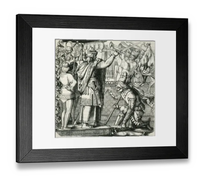 Framed Print : The Sire of Longueval knighting Roland Framed Print : The Sire of Longueval knighting Roland