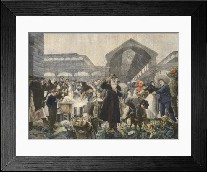 Framed Print : Eating soup at a market in Les Halles, Paris