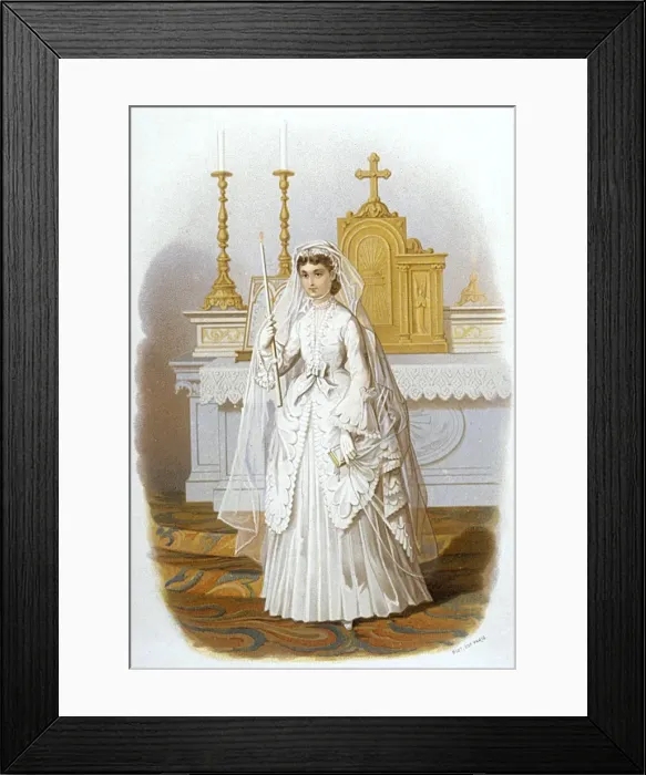 Framed Print : Girl dressed for her first communion Framed Print : Girl dressed for her first communion