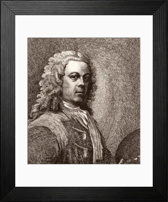Framed Print : William Hogarth, artist, with wig and palette Framed Print : William Hogarth, artist, with wig and palette