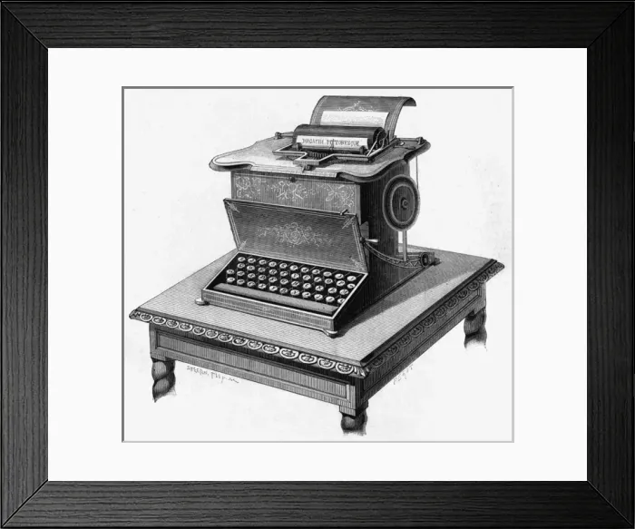Framed Print : Early model of a Remington typewriter Framed Print : Early model of a Remington typewriter