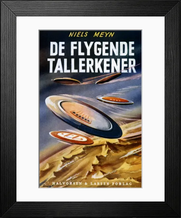 Framed Print : De Flygende Tallerkener, book cover Framed Print : De Flygende Tallerkener, book cover