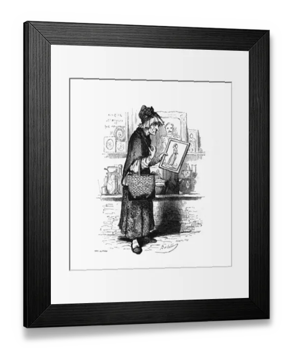 Framed Print : Old lady buying a picture of a young lady Framed Print : Old lady buying a picture of a young lady