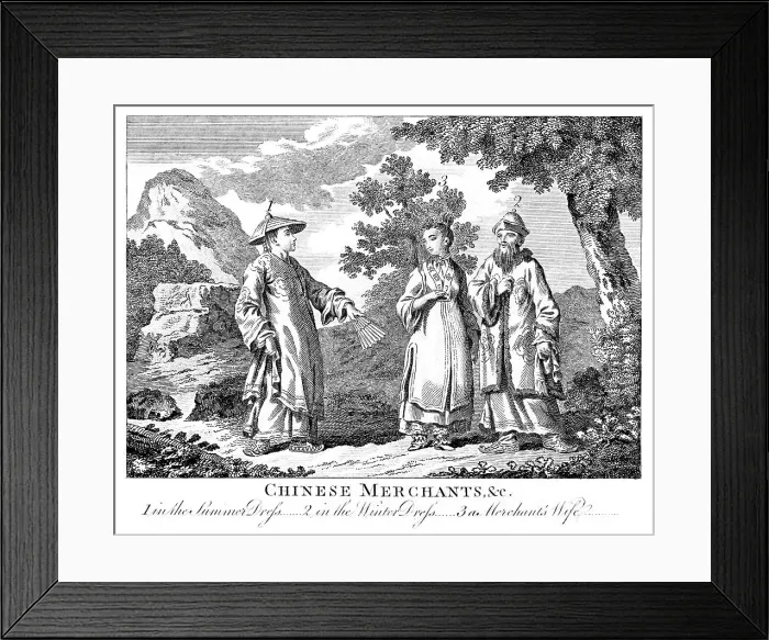 Framed Print : Two Chinese merchants, and merchants wife Framed Print : Two Chinese merchants, and merchants wife