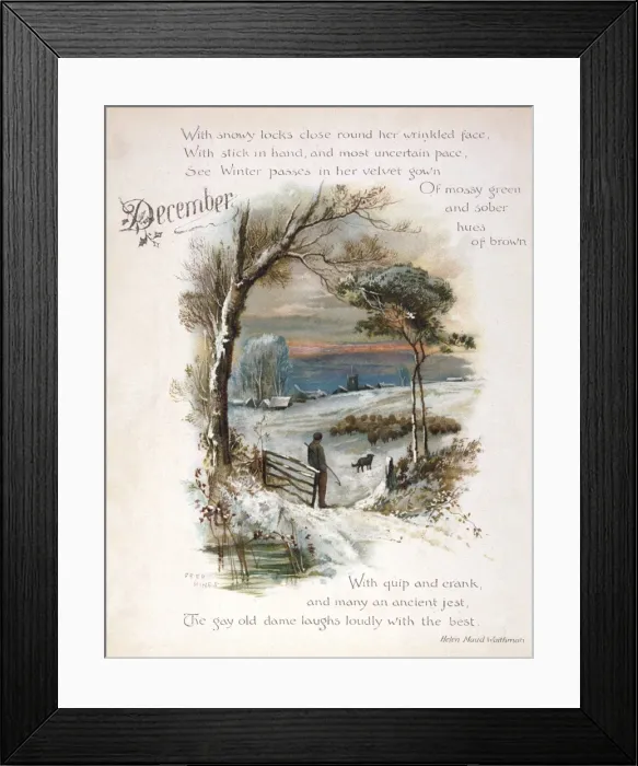 Framed Print : Book illustration -- December Framed Print : Book illustration -- December