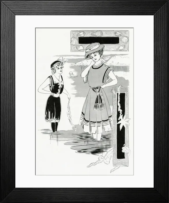 Framed Print : Swimming suit and bathing dress 1907 Framed Print : Swimming suit and bathing dress 1907