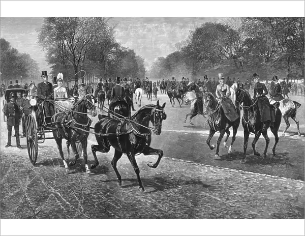 Fashionable riders in Rotten Row, Hyde Park, London